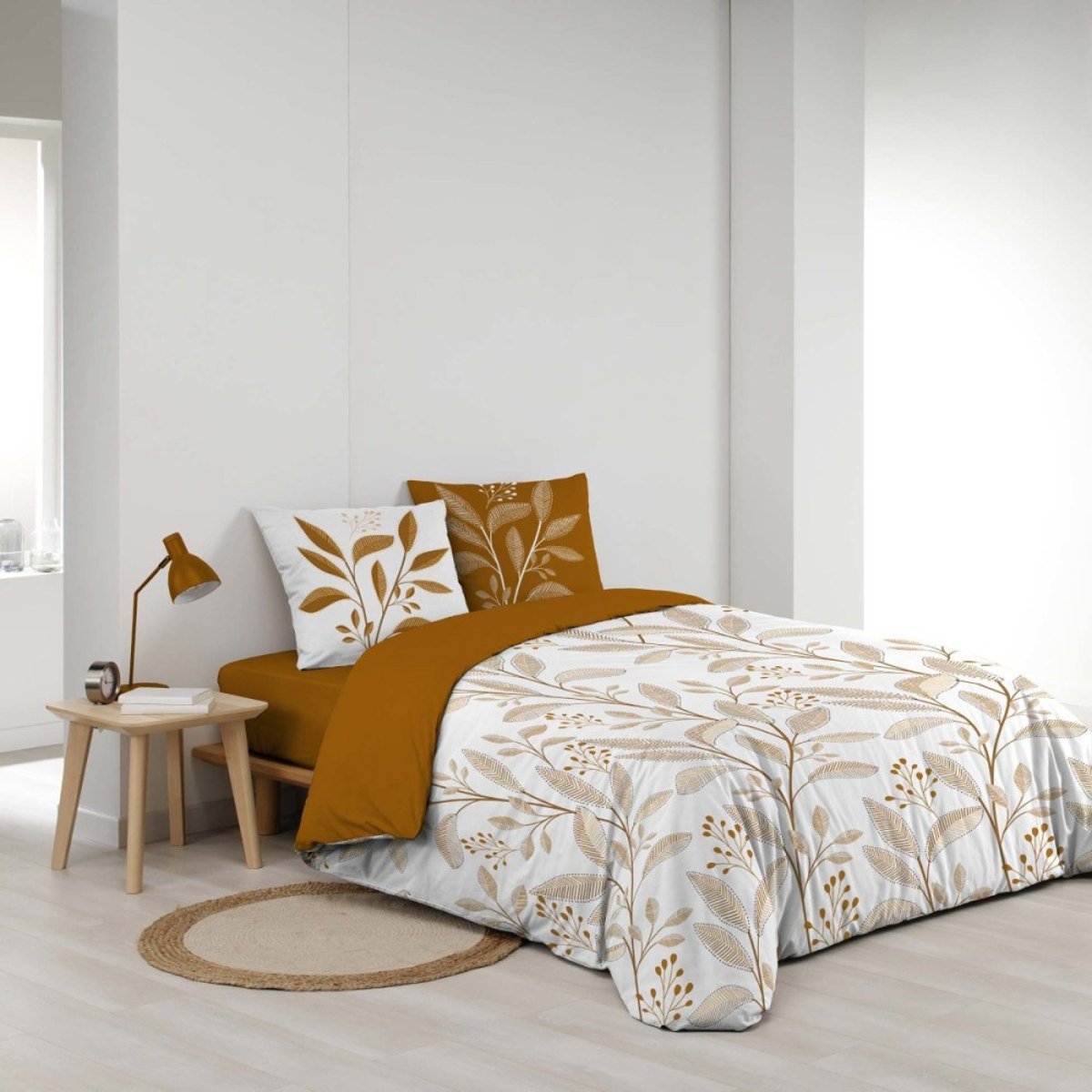 Housse de couette 240x220 + 2 taies 100% coton orange, DECORATIE