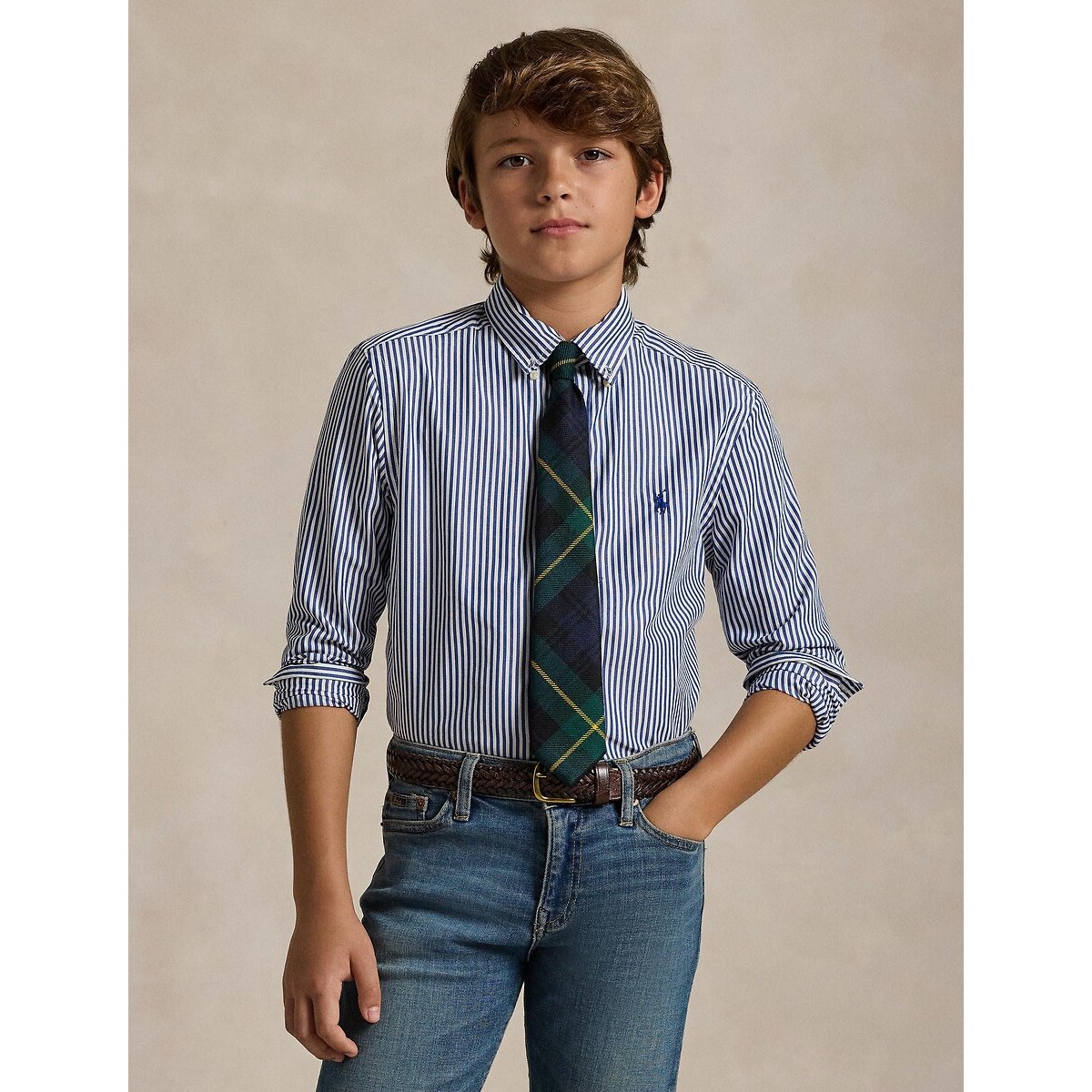 Chemise en popeline rayée rayé bleu, POLO RALPH LAUREN