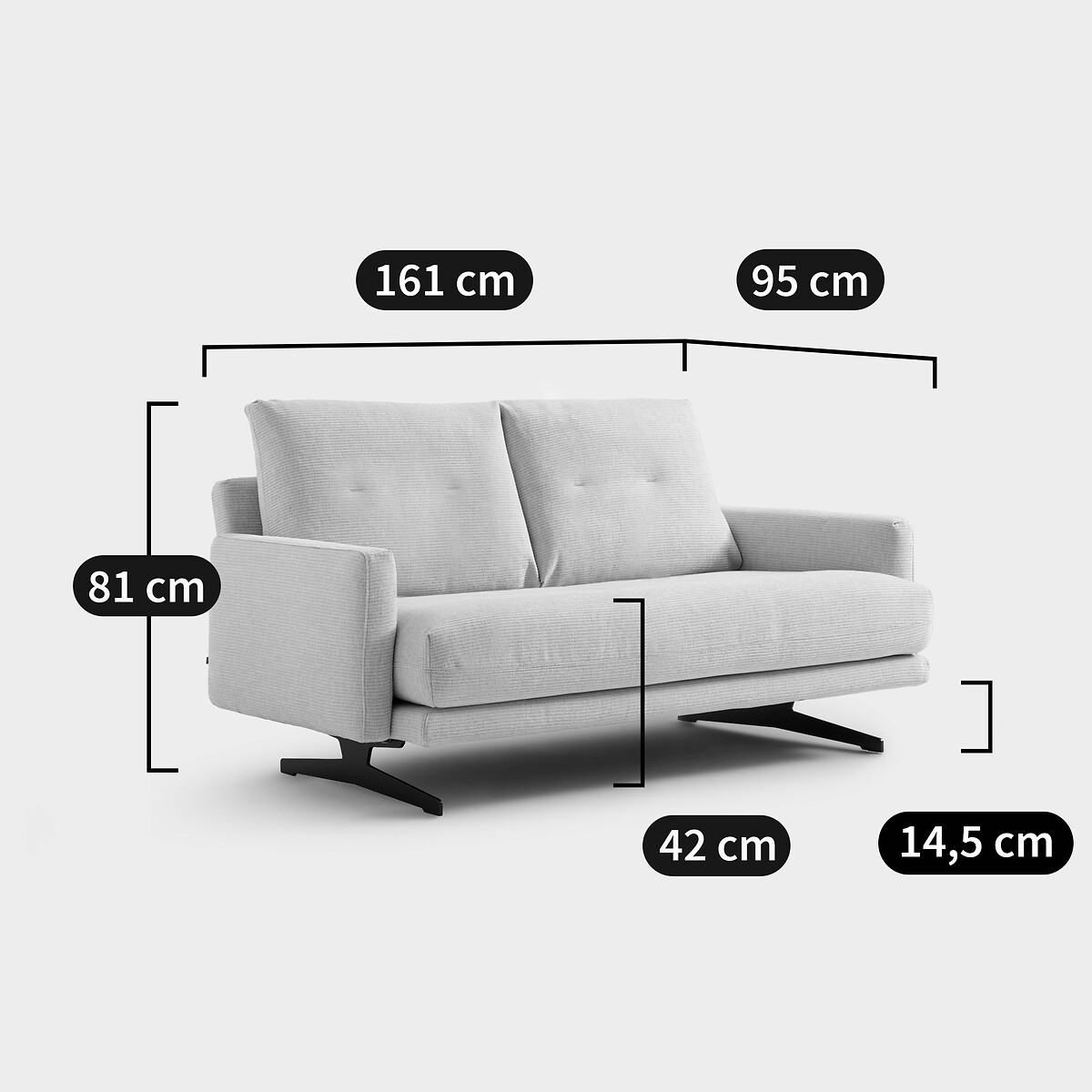 2-Sitzer-Sofa Delicato, recycelte Baumwolle hellgrau, AM.PM