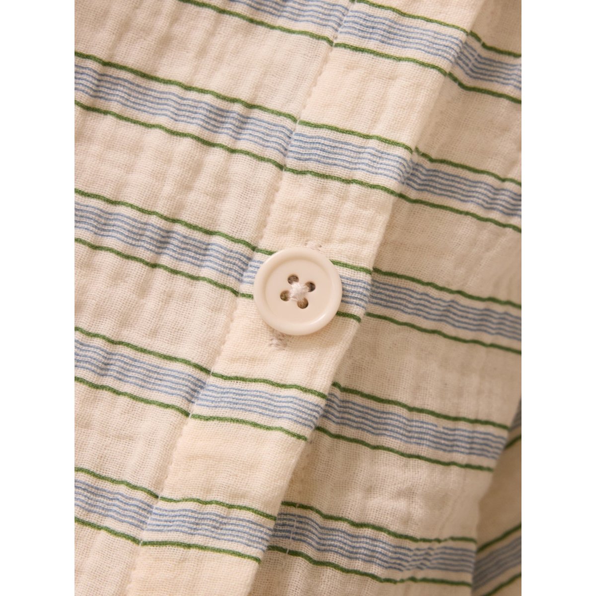 Housse de couette gaze de coton "Lou" rayure vert/bleu, CYRILLUS