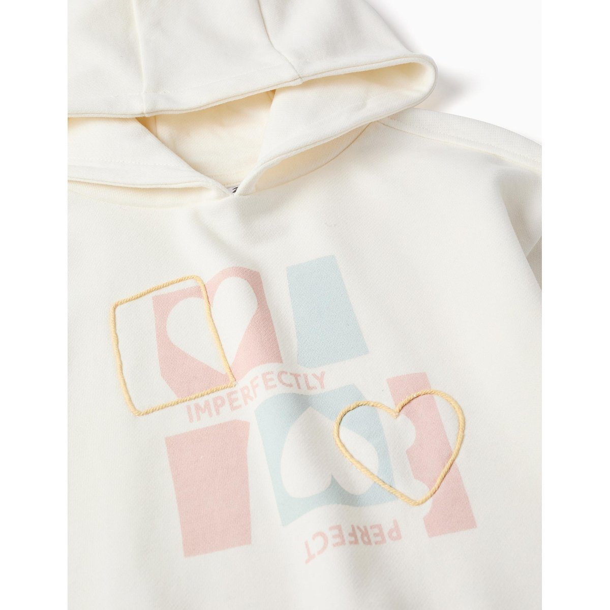 Sweat en coton à capuche avec imprimé cœur blanc, ZIPPY