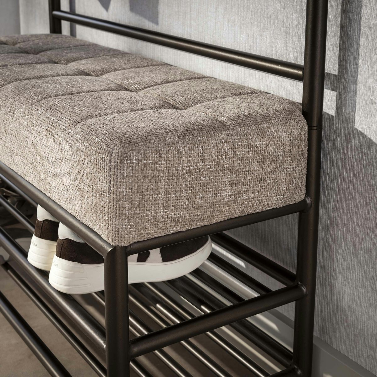 Meuble d'entrée vintage avec banc confort HELSINKI marron, PIER IMPORT