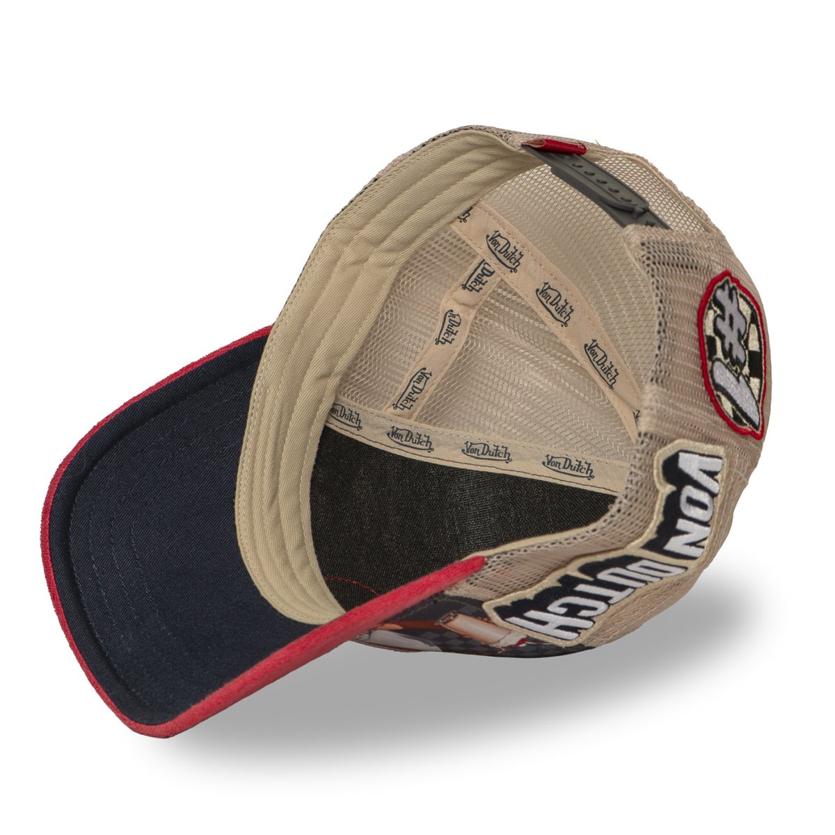 Casquette trucker SUBLI rouge/beige/gris foncé, VON DUTCH