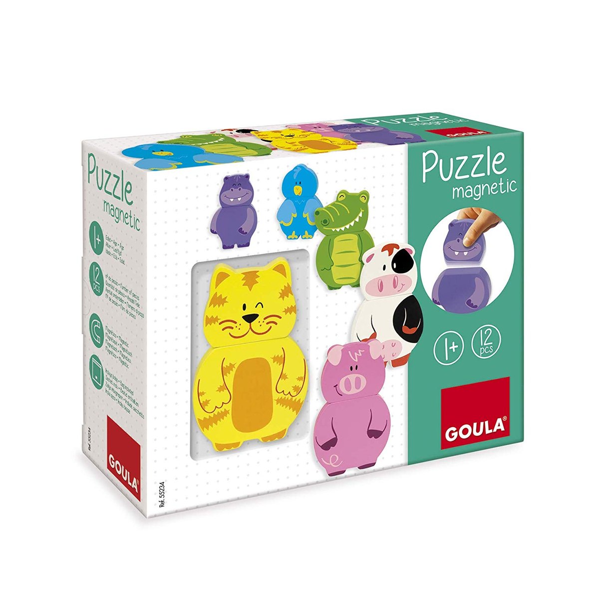 6 Puzzles magnétiques Animaux vert, GOULA