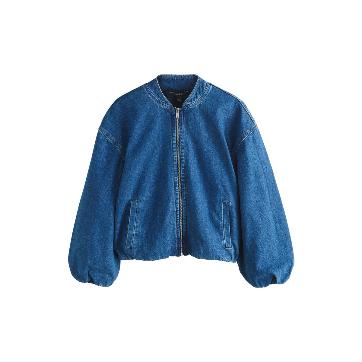 Bomber zippé en denim bleu, NEXT