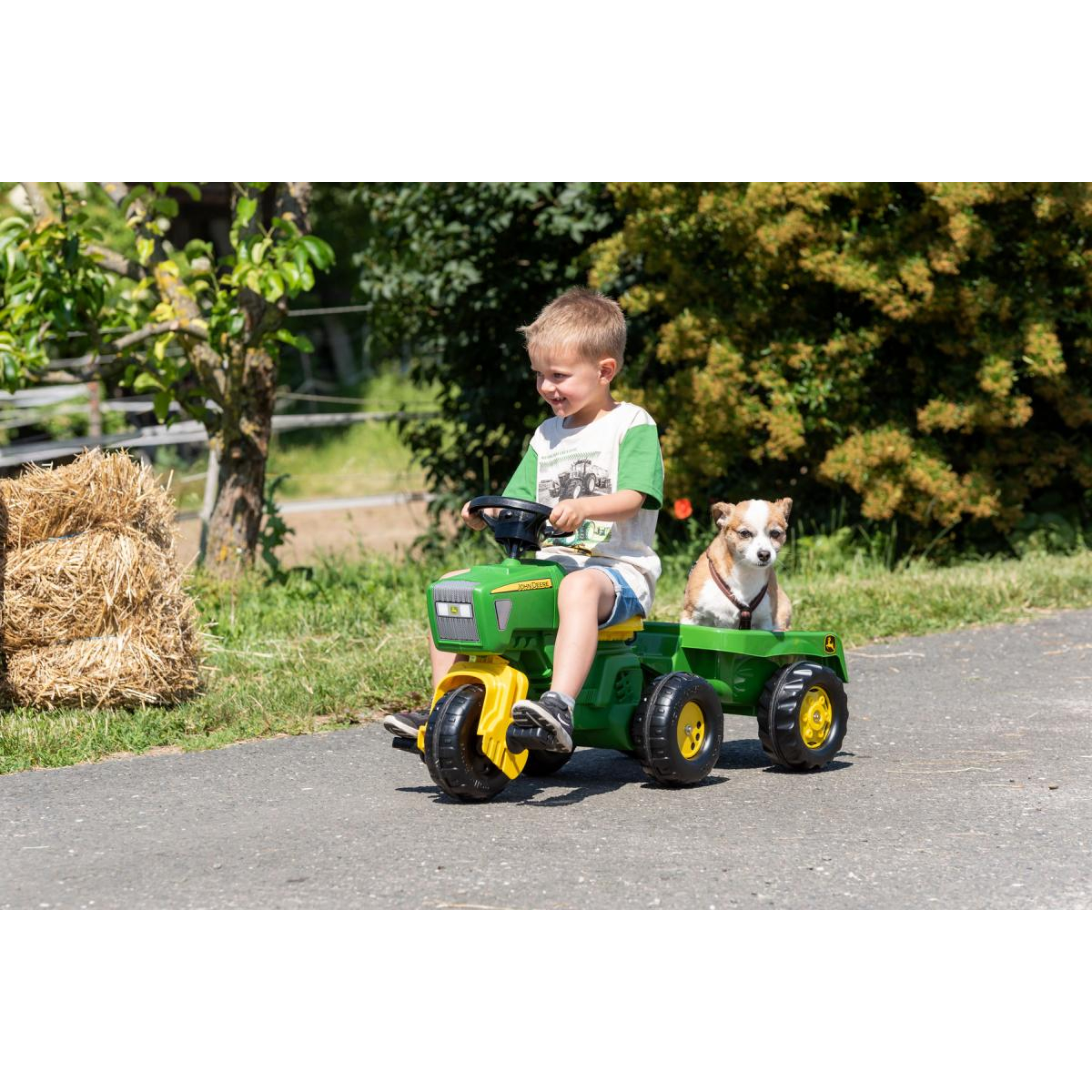 Tracteur a Pedale + Remorque rollyTrac John Deere jaune, ROLLY TOYS