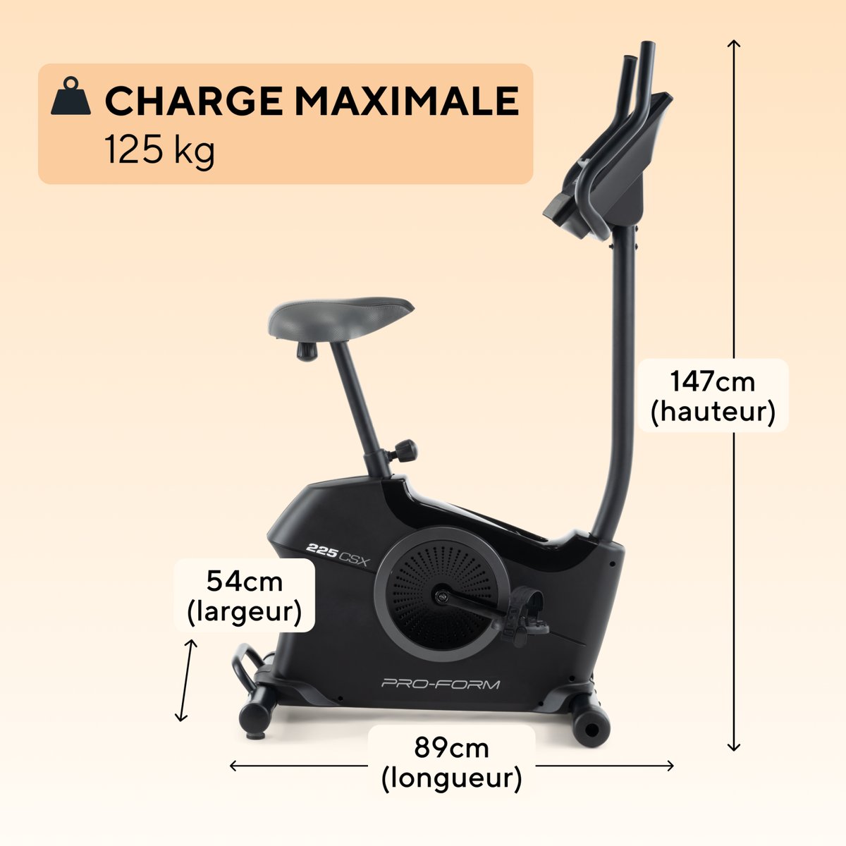 Vélo d'appartement 225 CSX / 20 Niveaux de résistances noir, PROFORM FITNESS