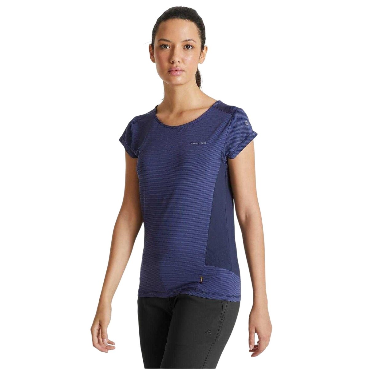 T-shirt manches courtes motif/style à rayures ATMOS bleu marine, CRAGHOPPERS