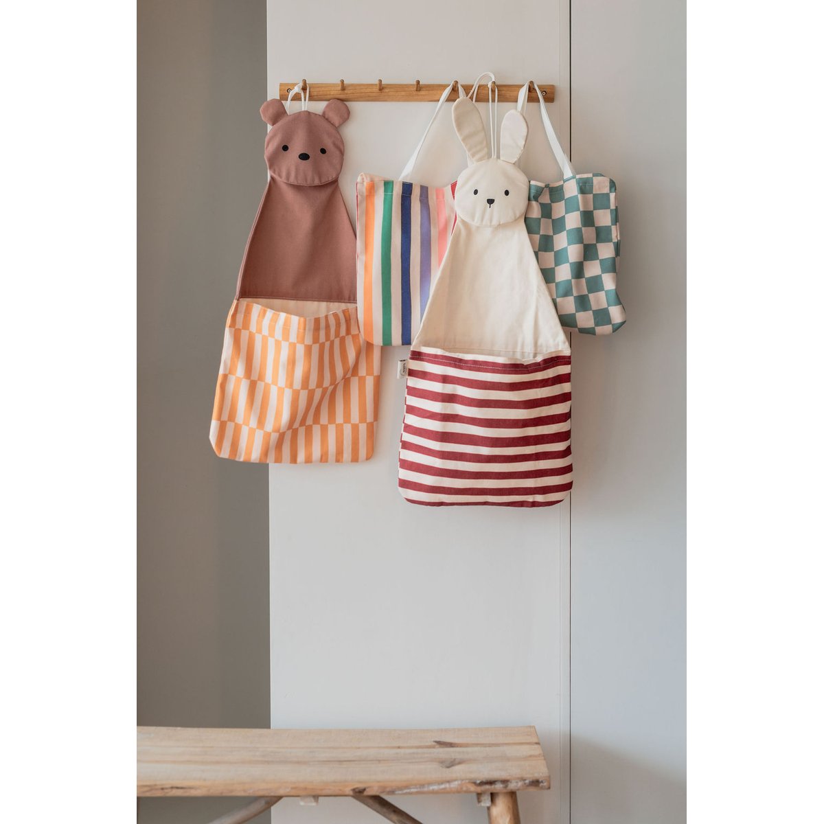 play&go - rangement mural & sac - bunny ecru/rouge, PLAY ET GO