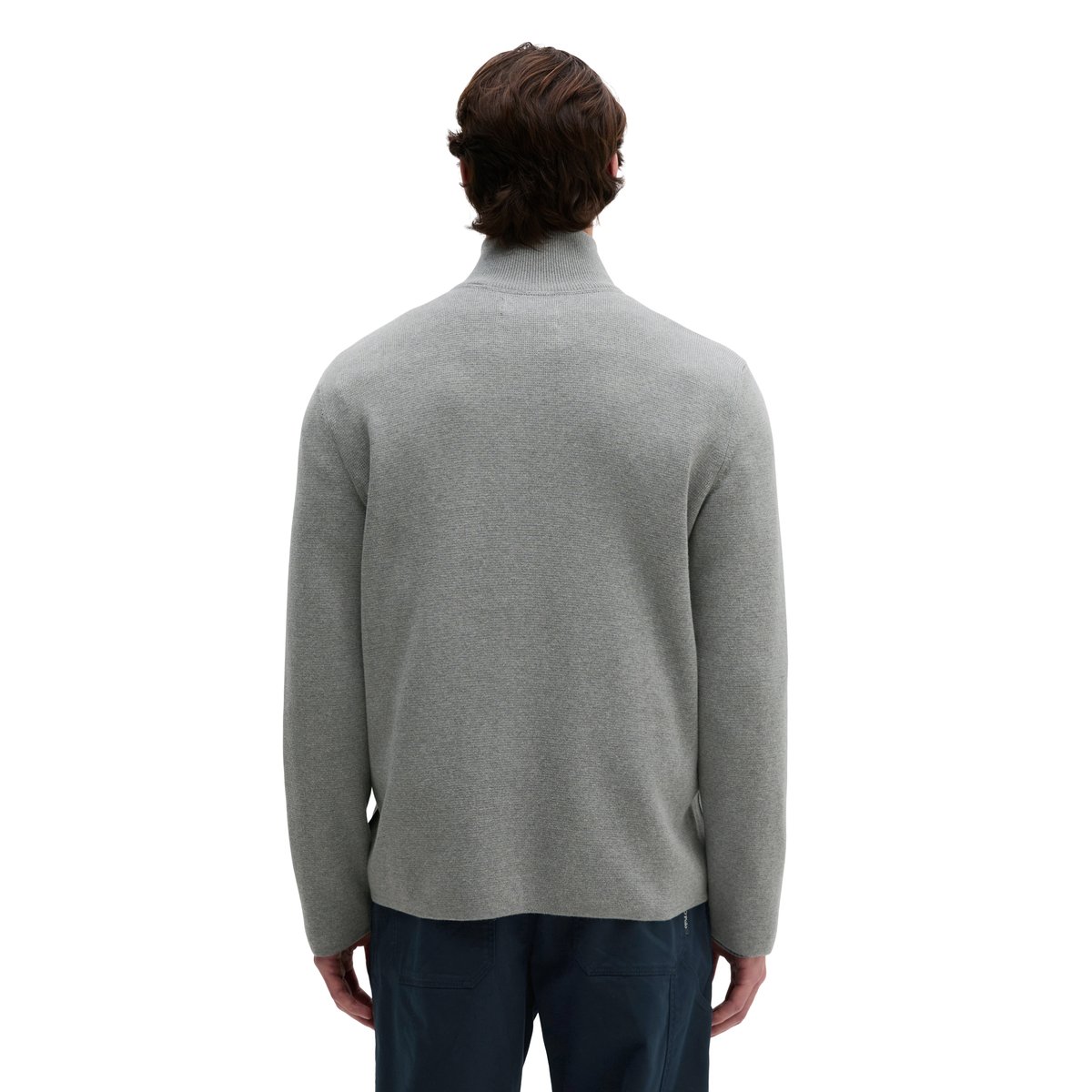 Cardigan zippé regular en pur coton bio gris, MARC O'POLO