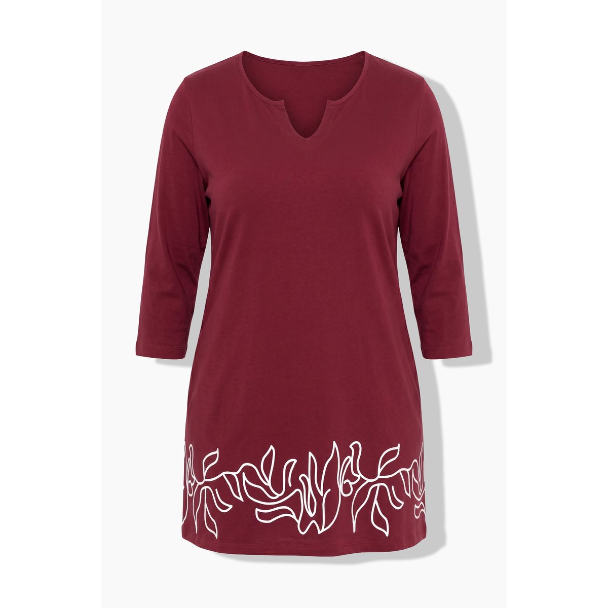 T-shirt long à motif imprimé rouge vin foncé, ULLA POPKEN