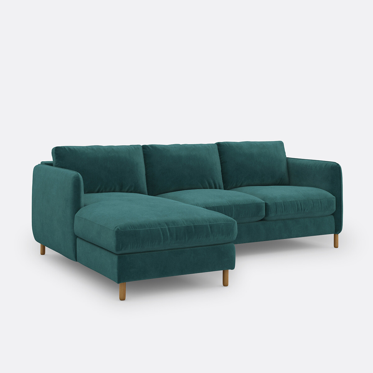 Canapé d'angle gauche, 4 places, en velours, LOMÉO emeraude, LA REDOUTE INTERIEURS