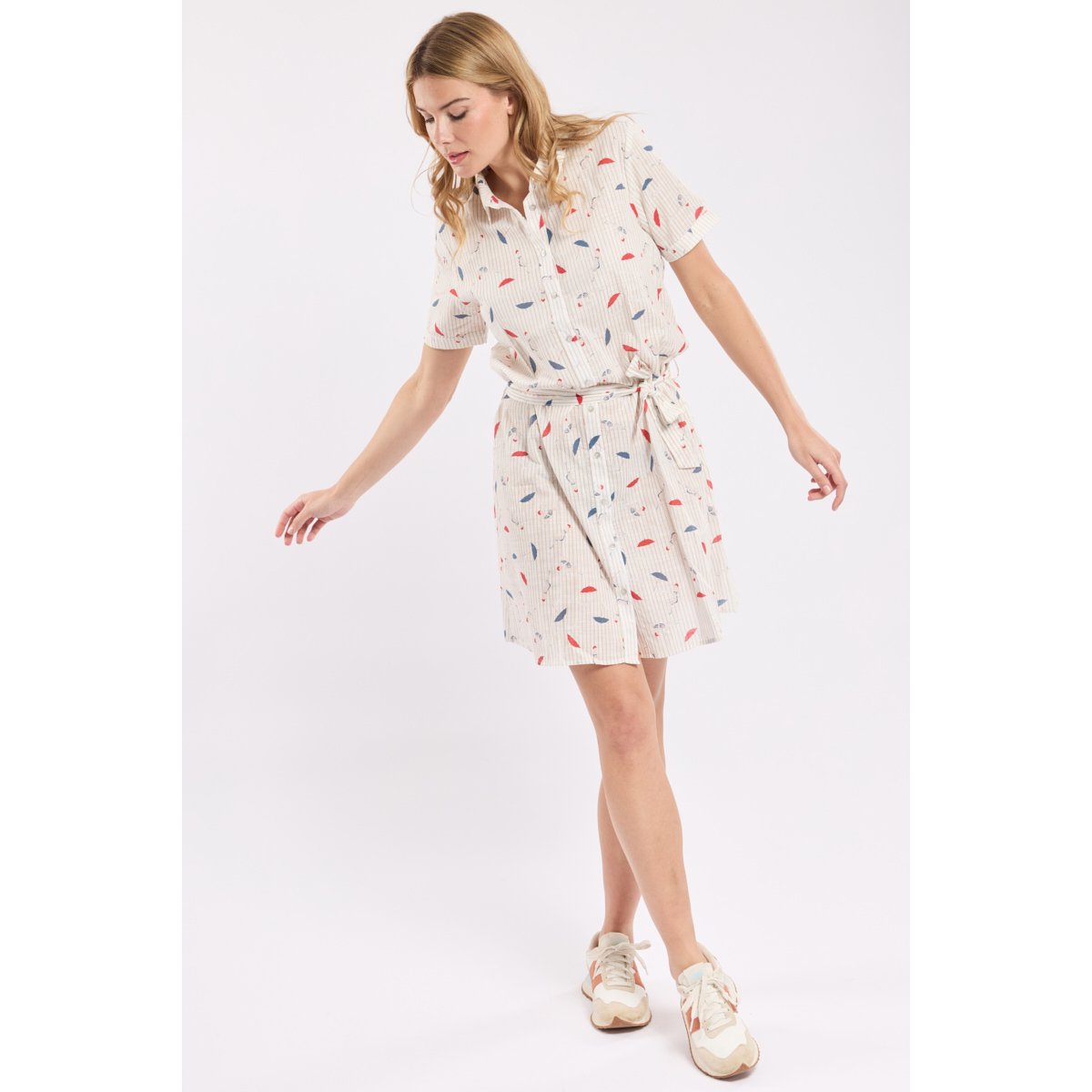 Robe chemise en coton PARASOLS imprimé parasols et baigne, ARMOR-LUX
