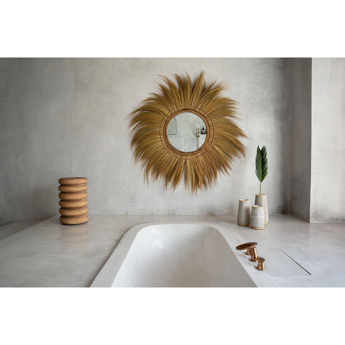 Tabouret en suar UMIKO beige, BAZAR BIZAR