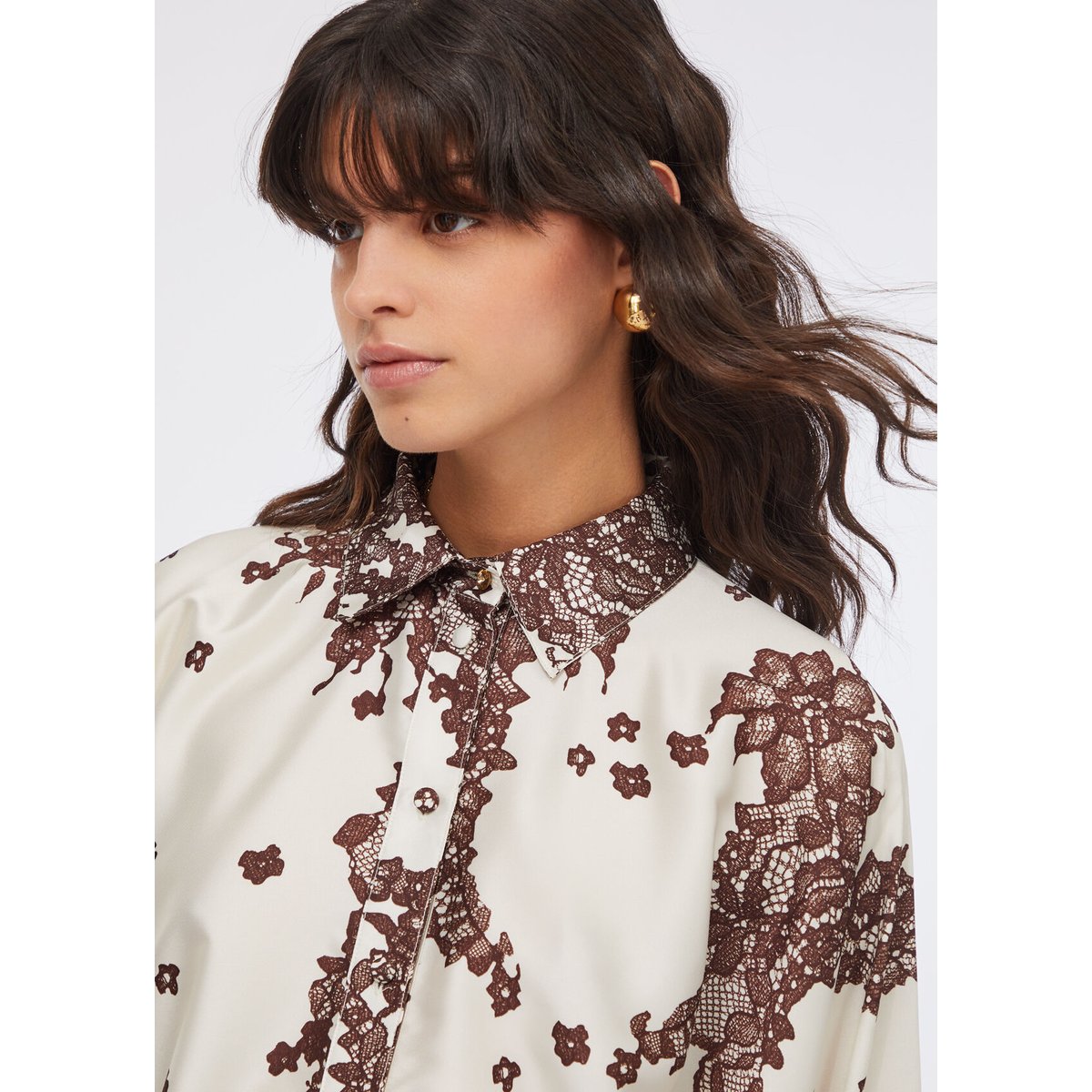 Chemise en sergé imprimé marron, LIU JO
