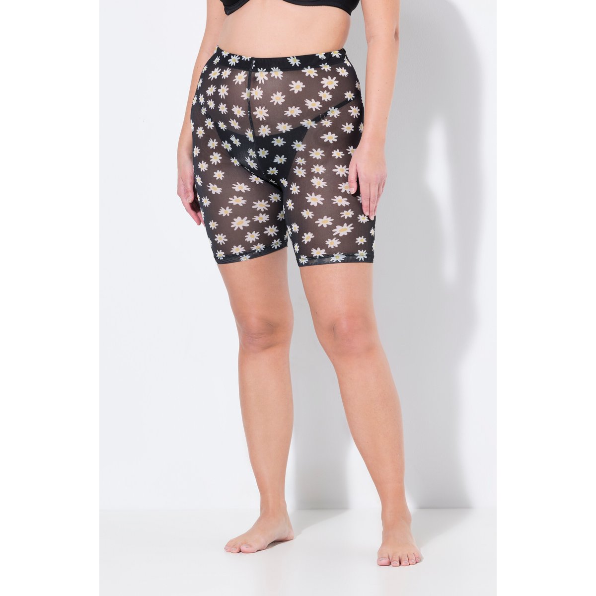 Cycliste en mesh motif à fleurs noir, ULLA POPKEN