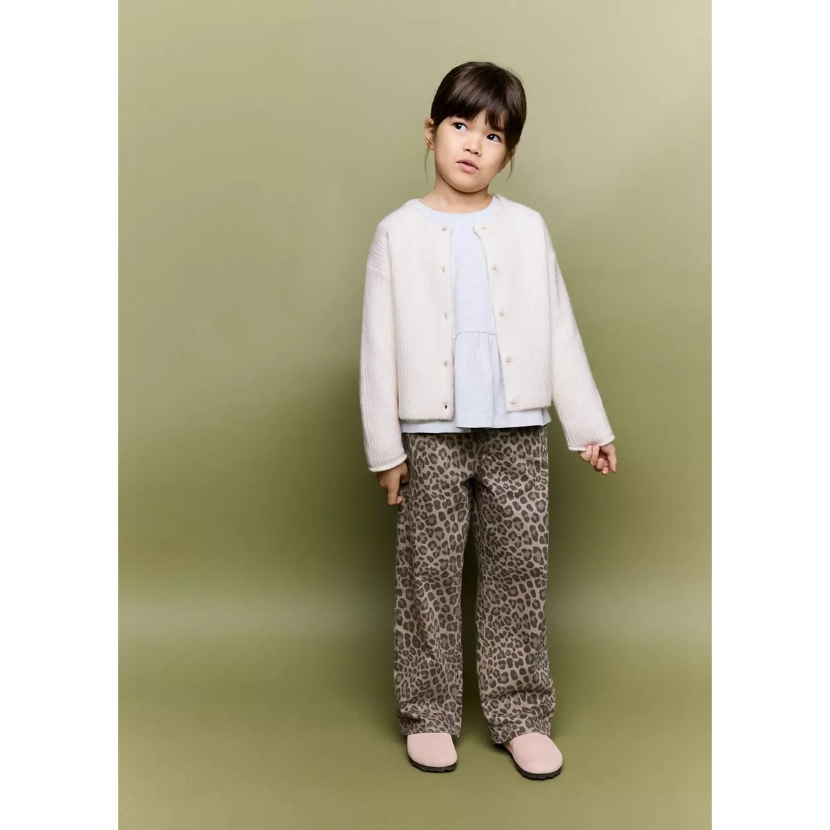 Jean droit léopard marron, MANGO BABY