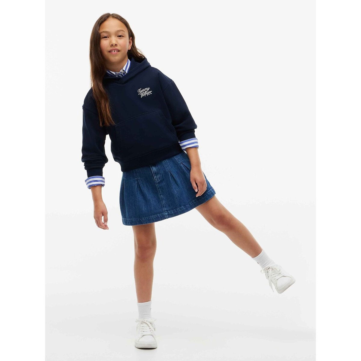 Sweat à capuche en molleton bleu marine, TOMMY HILFIGER