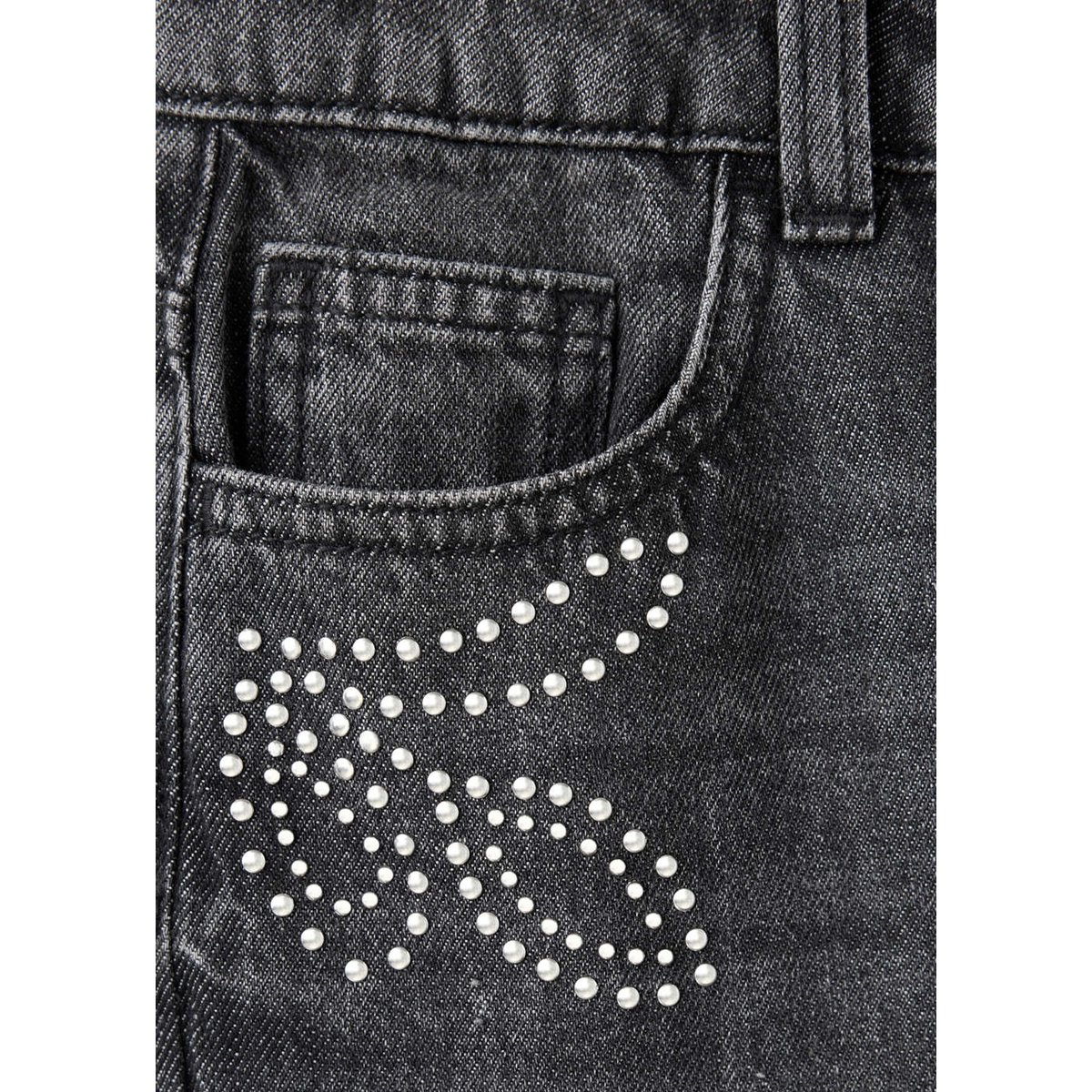 Jean large à clous gris denim, MANGO KIDS