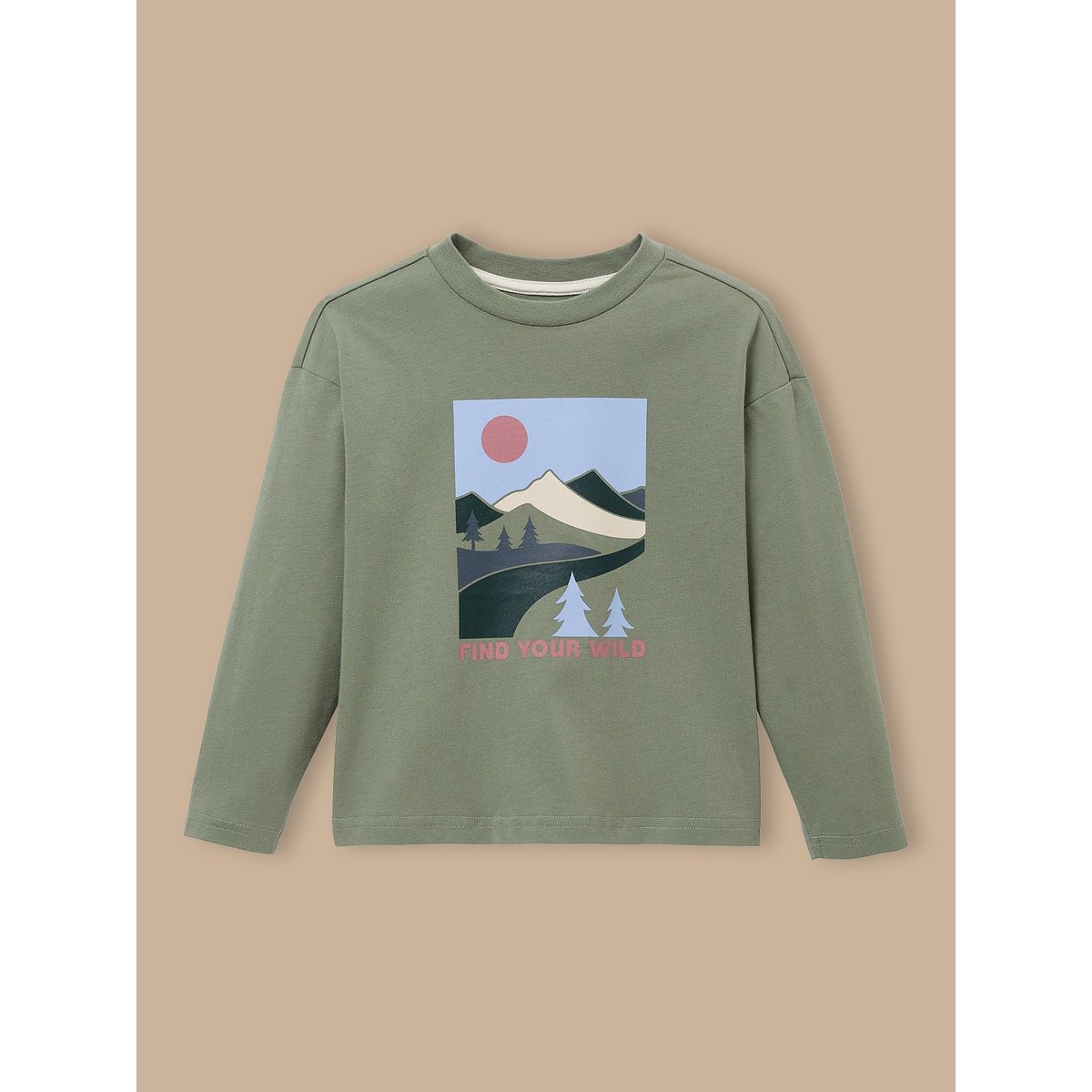 T-shirt imprimé oversize vert lichen, CYRILLUS