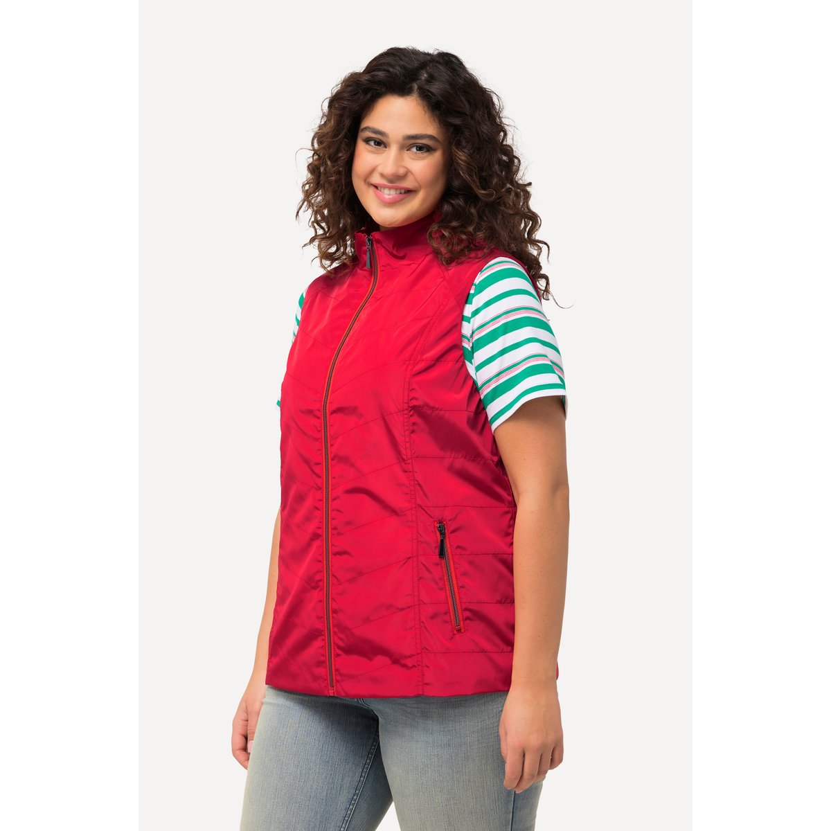 Gilet, coutures fantaisie, col montant rose vif, ULLA POPKEN