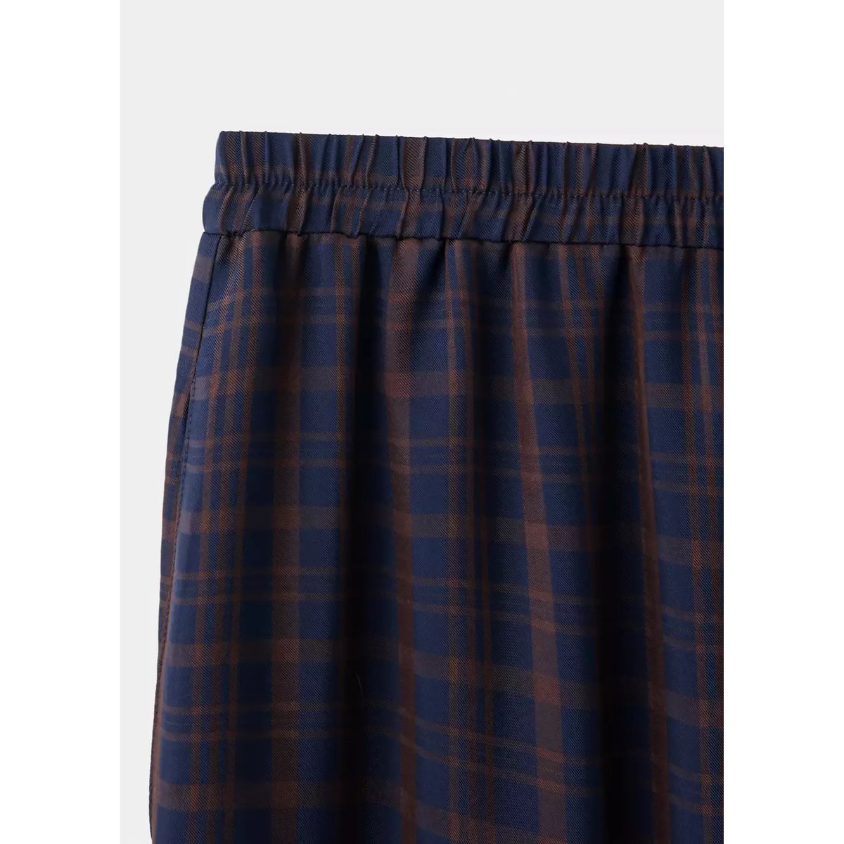 Pantalon droit à carreaux bleu, MANGO