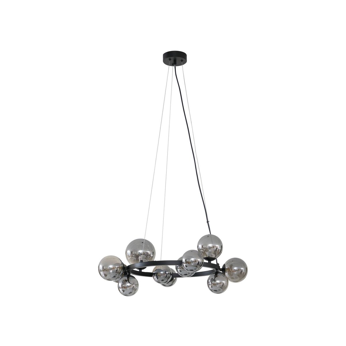 Suspension en métal moderne, Naelen noir, gris fumé, LUCANDE
