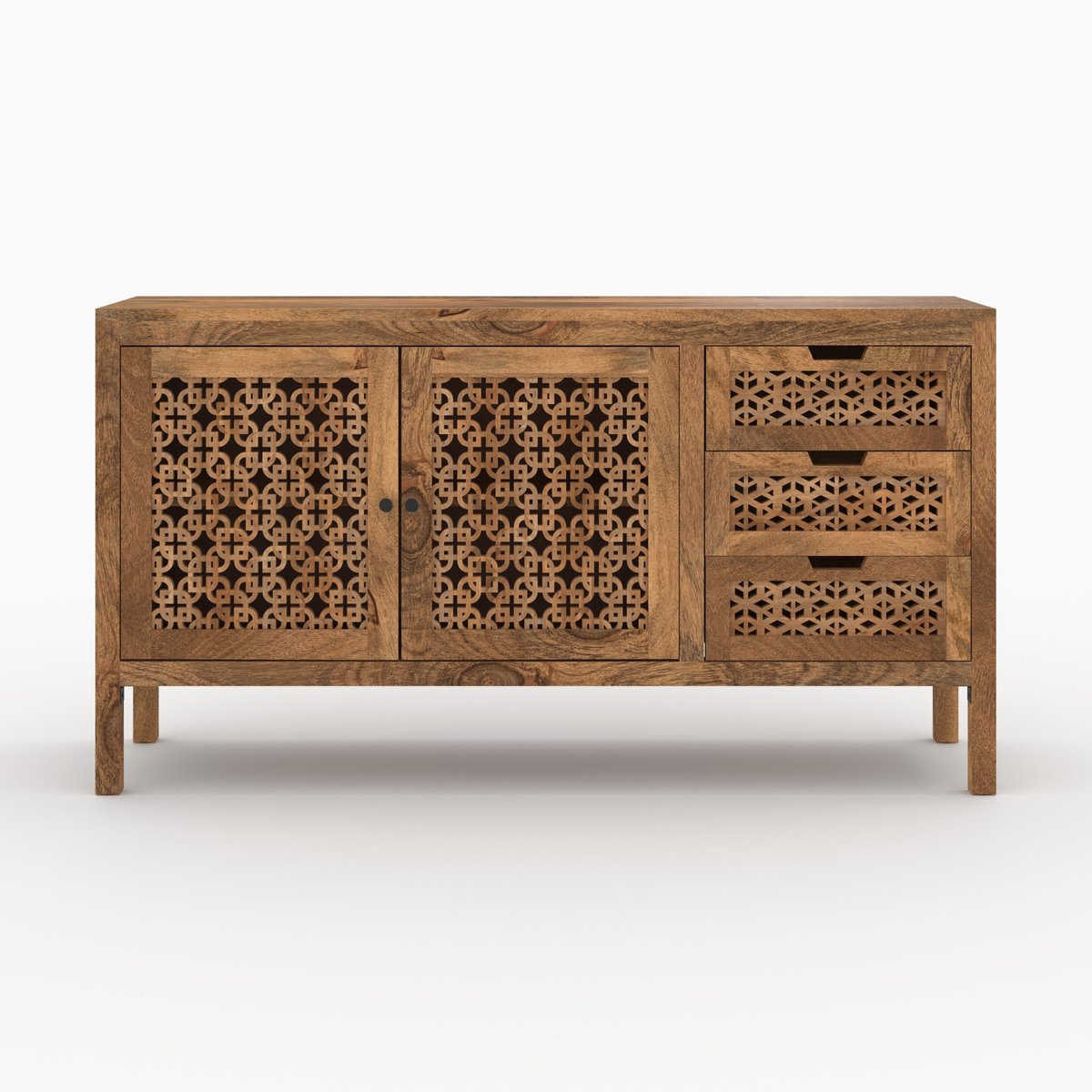 Buffet ajouré en bois de manguier - JAYA bois foncé, MAISON PAVANE