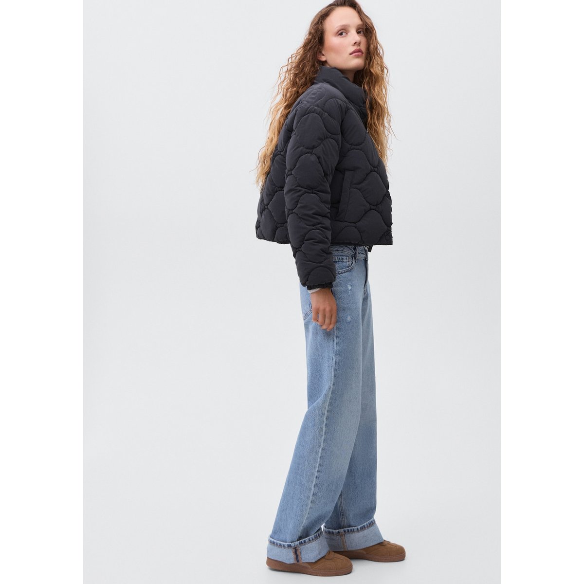 Anorak matelassé imperméable à losanges bleu marine foncé, MANGO TEEN