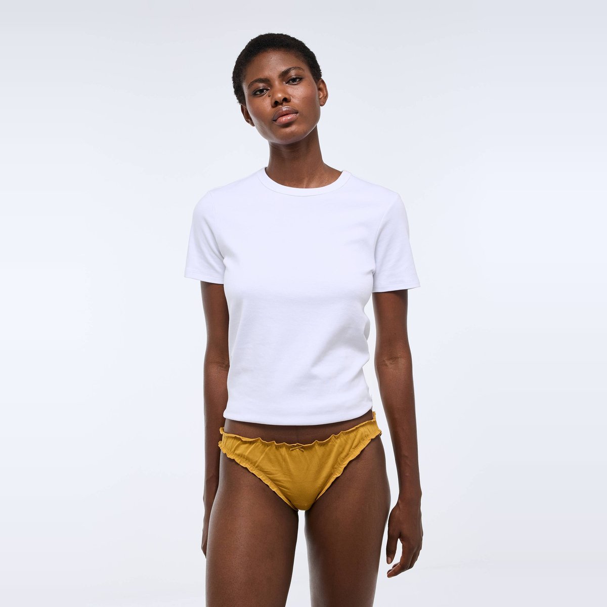 Lot de 3 culottes froufrou JULIE en coton BIO ecru, MONOPRIX