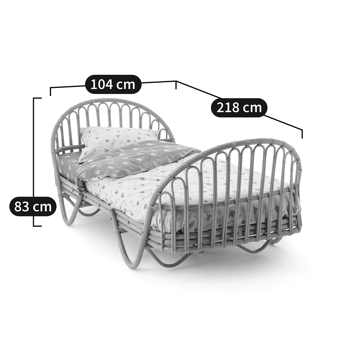 Lit enfant vintage en rotin avec sommier Malu naturel, LA REDOUTE INTERIEURS