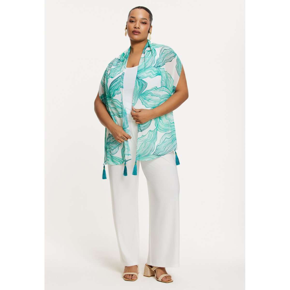 Châle imprimée turquoise, YOEK