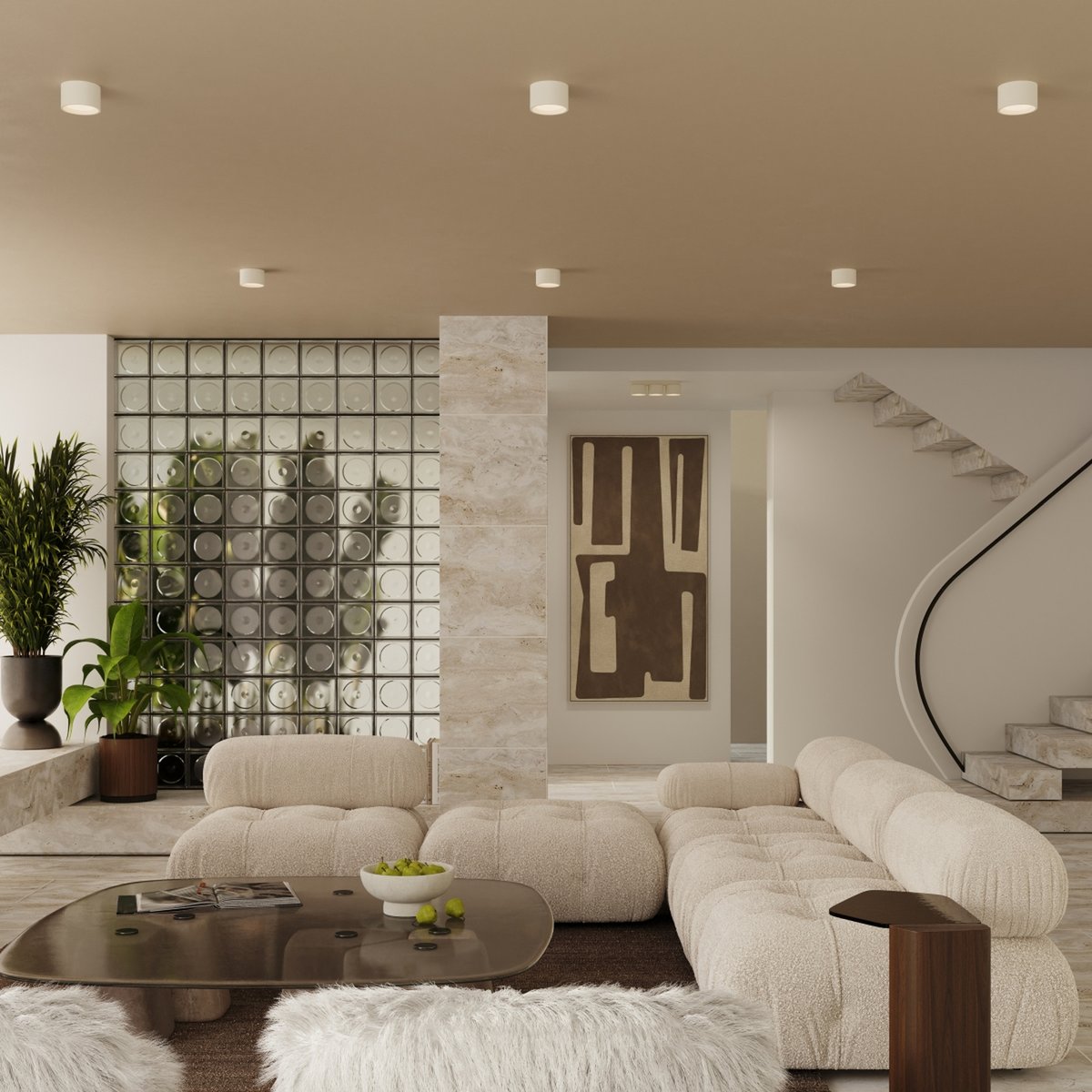 Plafonnier Aluminium Beige Gx53 3 MODO beige, EDEN