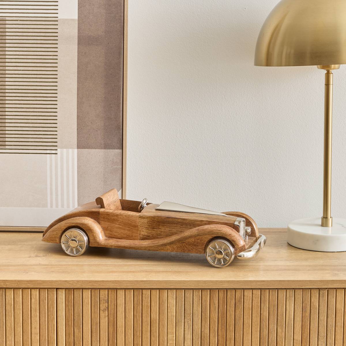 Voiture déco en aluminium et bois JOHAN marron, ATMOSPHERA