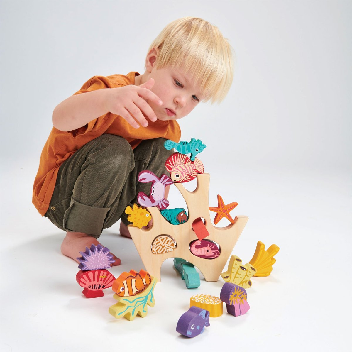 Récif de corail à empiler beige, bleu, violet, TENDER LEAF TOYS