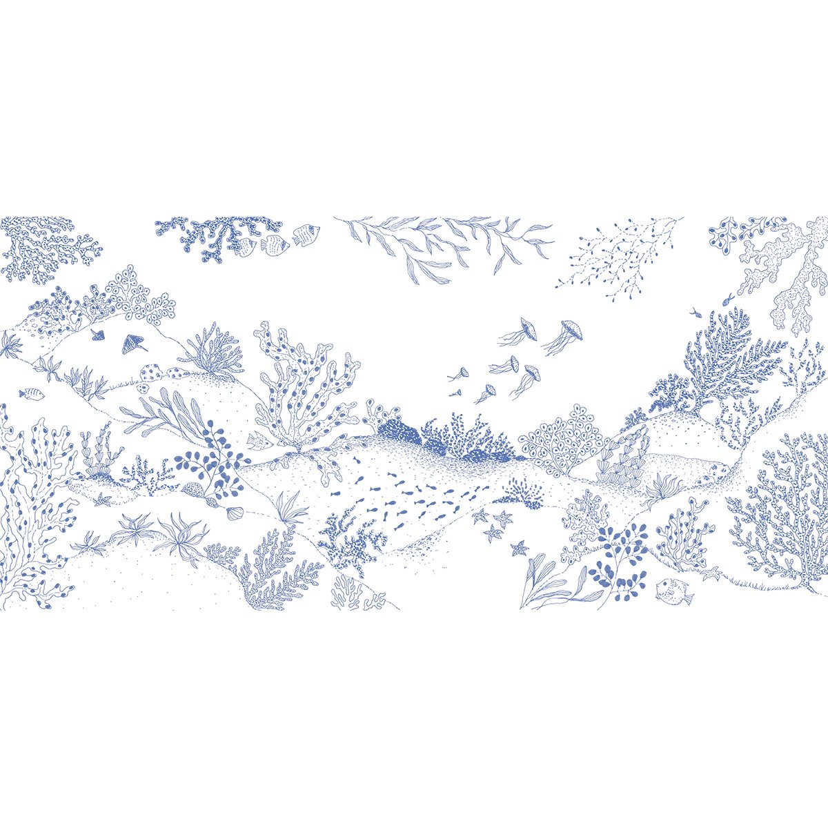 Papier peint panoramique Jardin sous-marin, Vert 525 x 250cm bleu, ACTE DECO