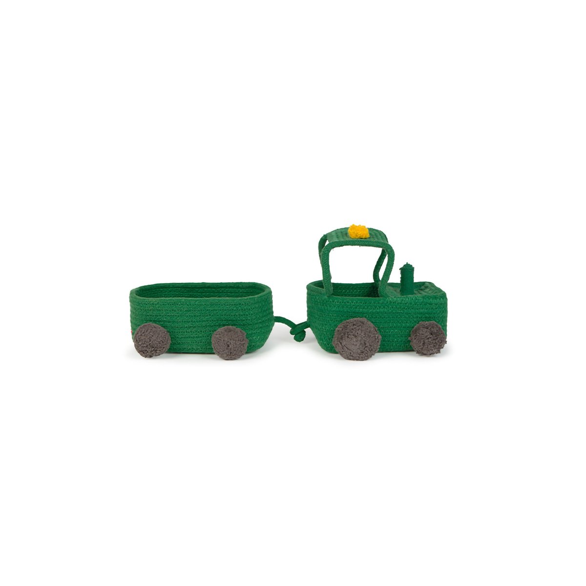 Panier enfant en coton Tracteur GROWING UP ON A FARM vert monstera, LORENA CANALS
