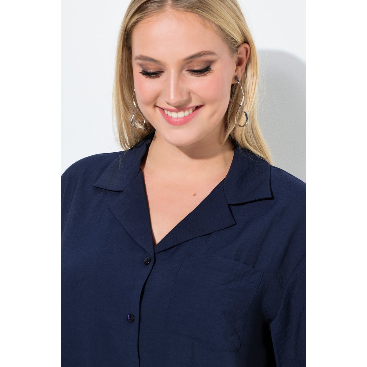 Blouse courte Boxy Fit marine, ULLA POPKEN