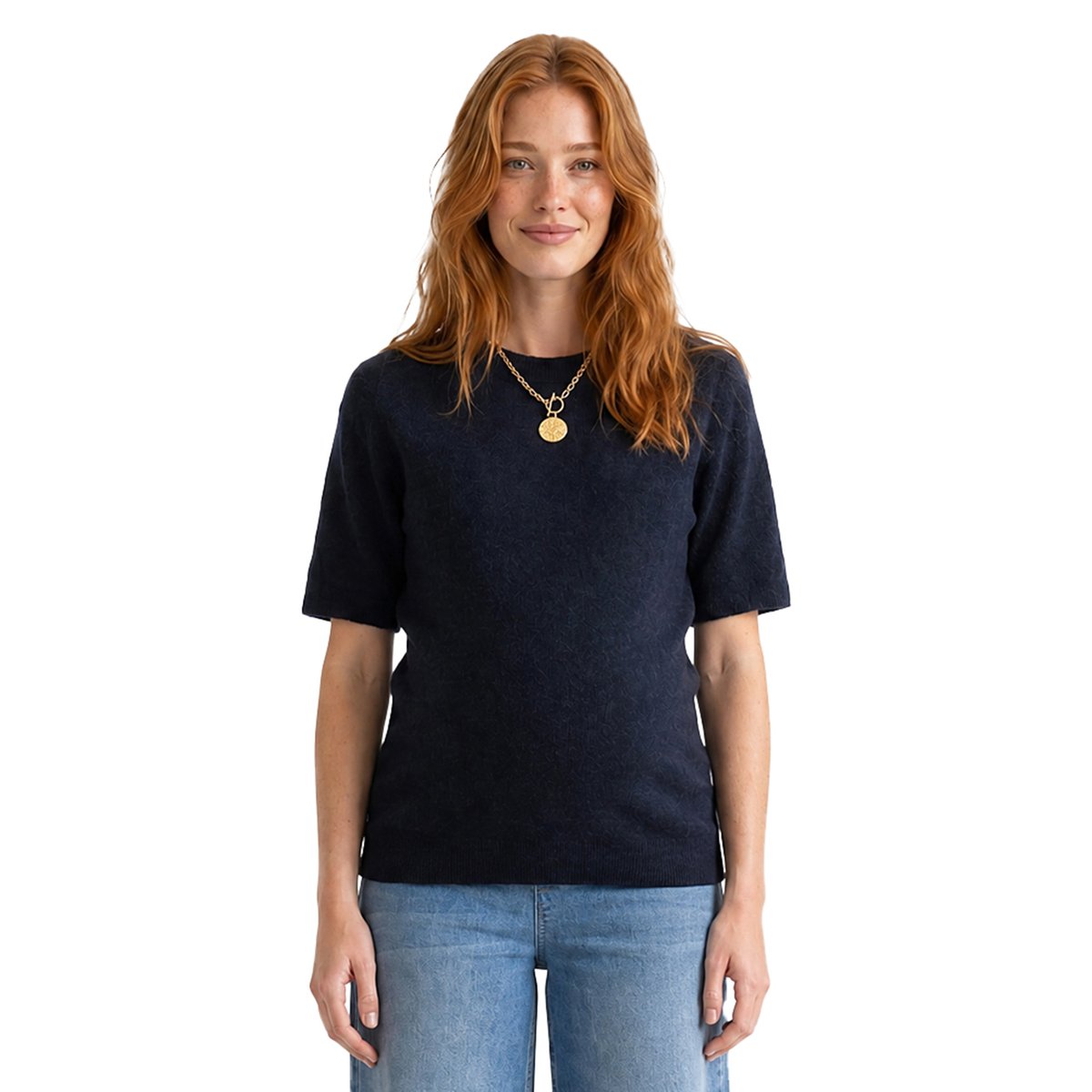 Pull de grossesse manches courtes marine, VERTBAUDET