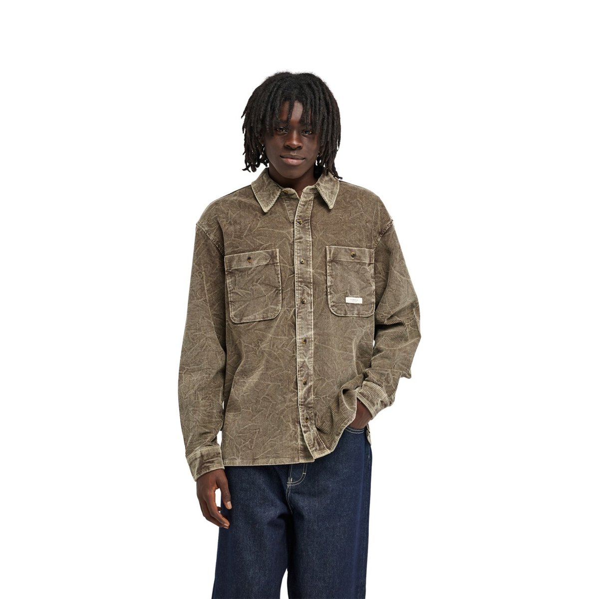 Chemise manches longues en velours côtelé RELAX WASHED marron stone gray, ELEMENT