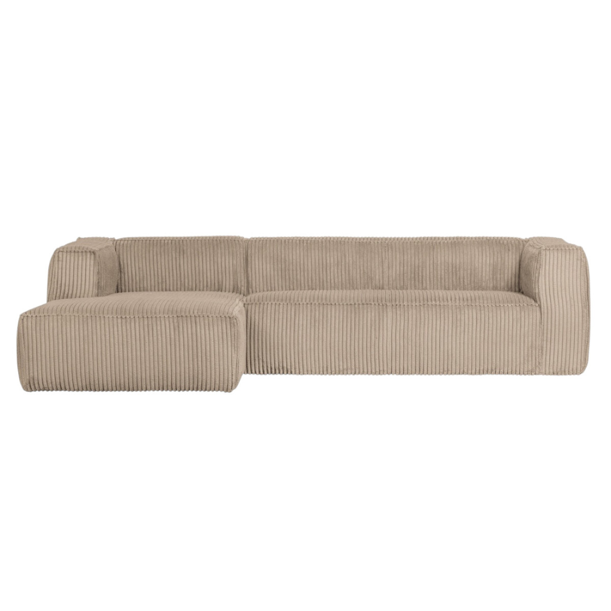 Canapé d'angle gauche en velours cotelé L305 cm - BEAN beige, WOOOD