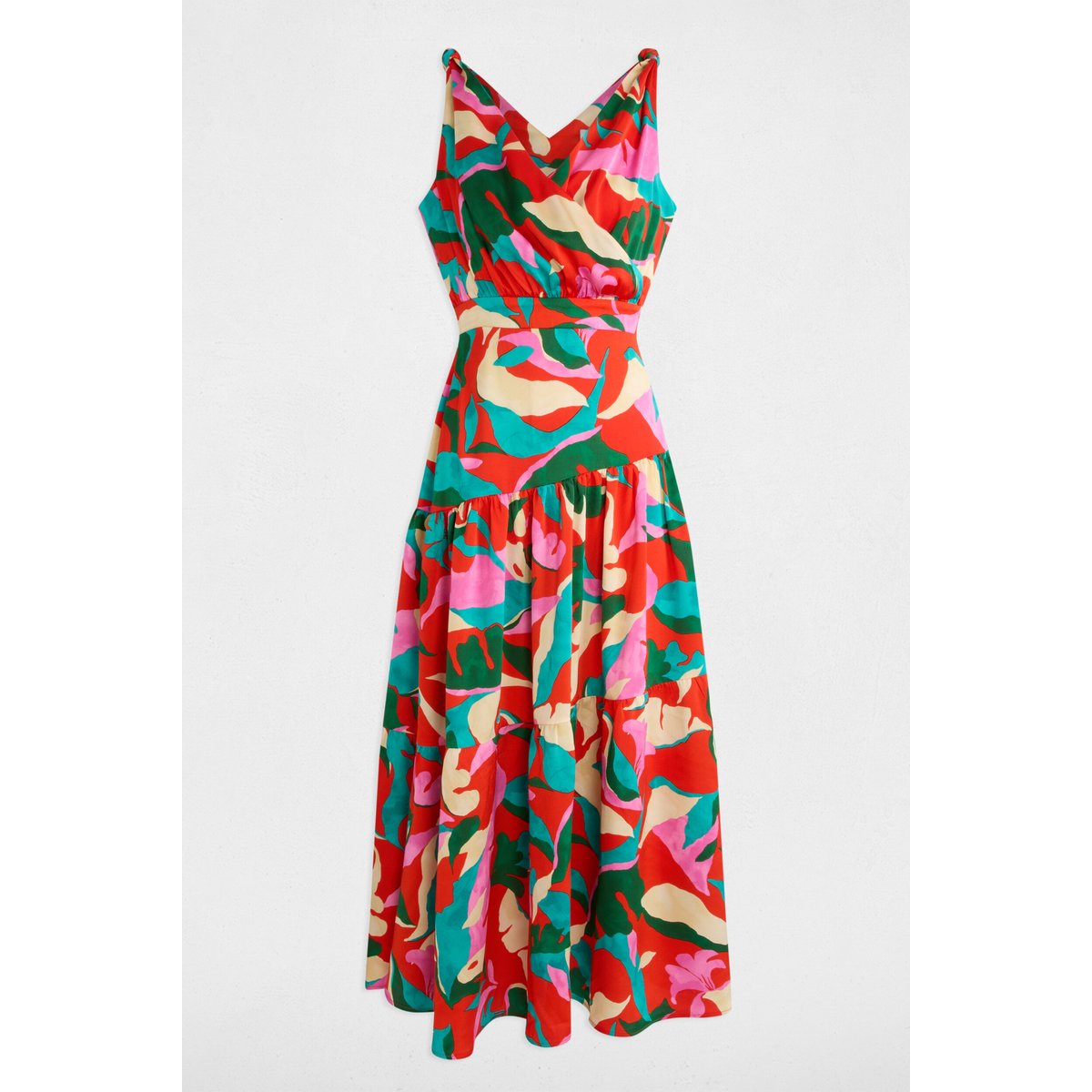 Robe longue droite imprimée multicolore, MORGAN