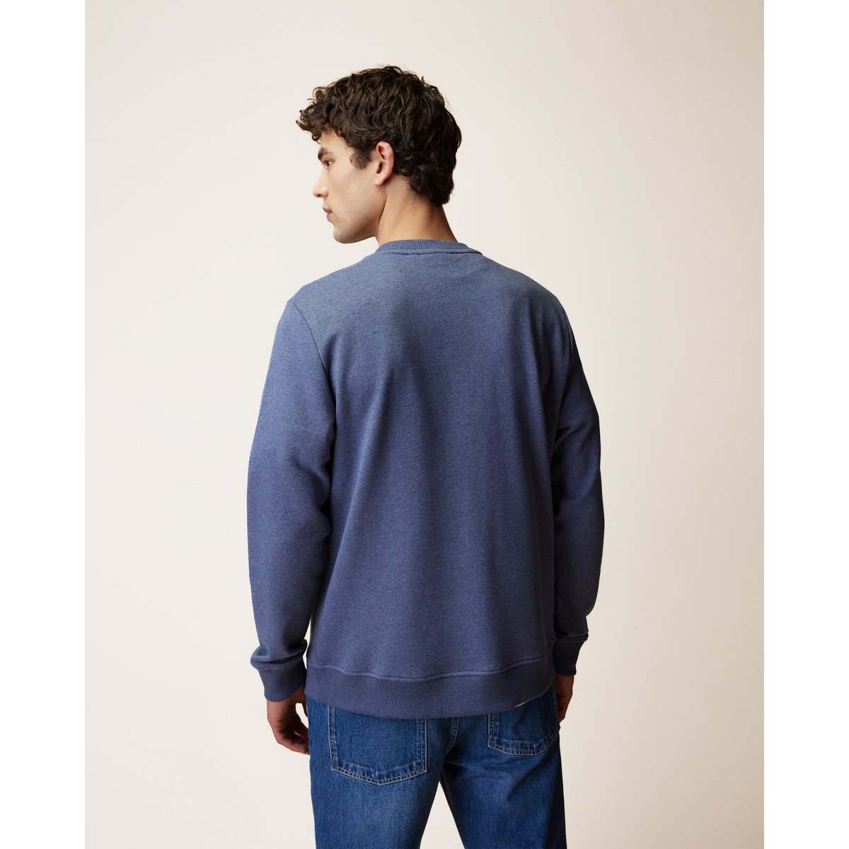 Sweat en molleton marine clair chiné, FAGUO