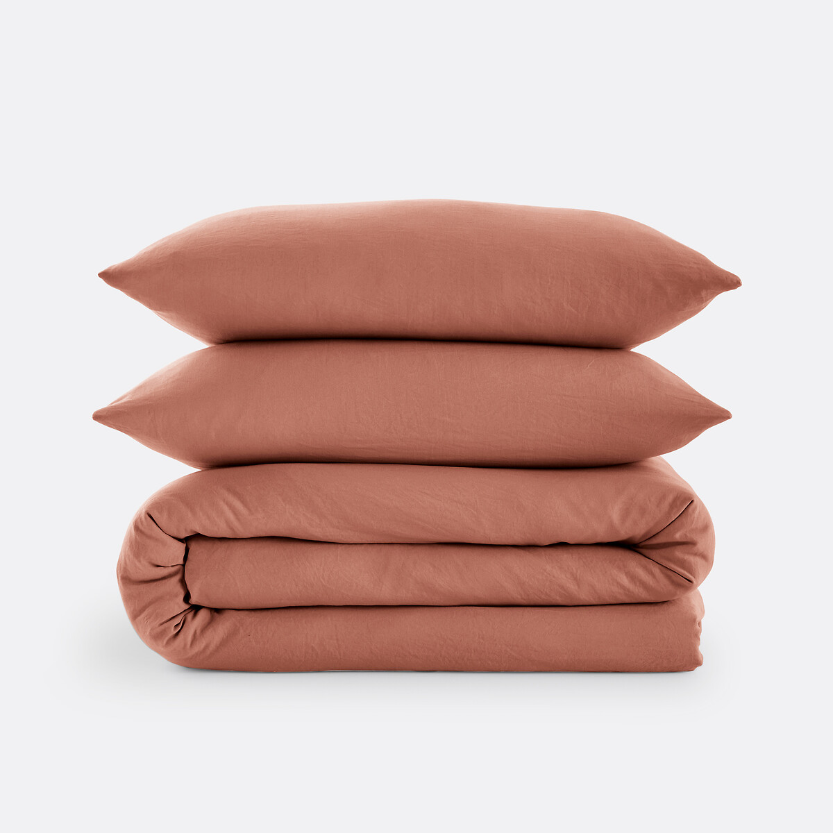 Washed Recycled Polyester Microfibre Bed Set sienna, LA REDOUTE INTERIEURS