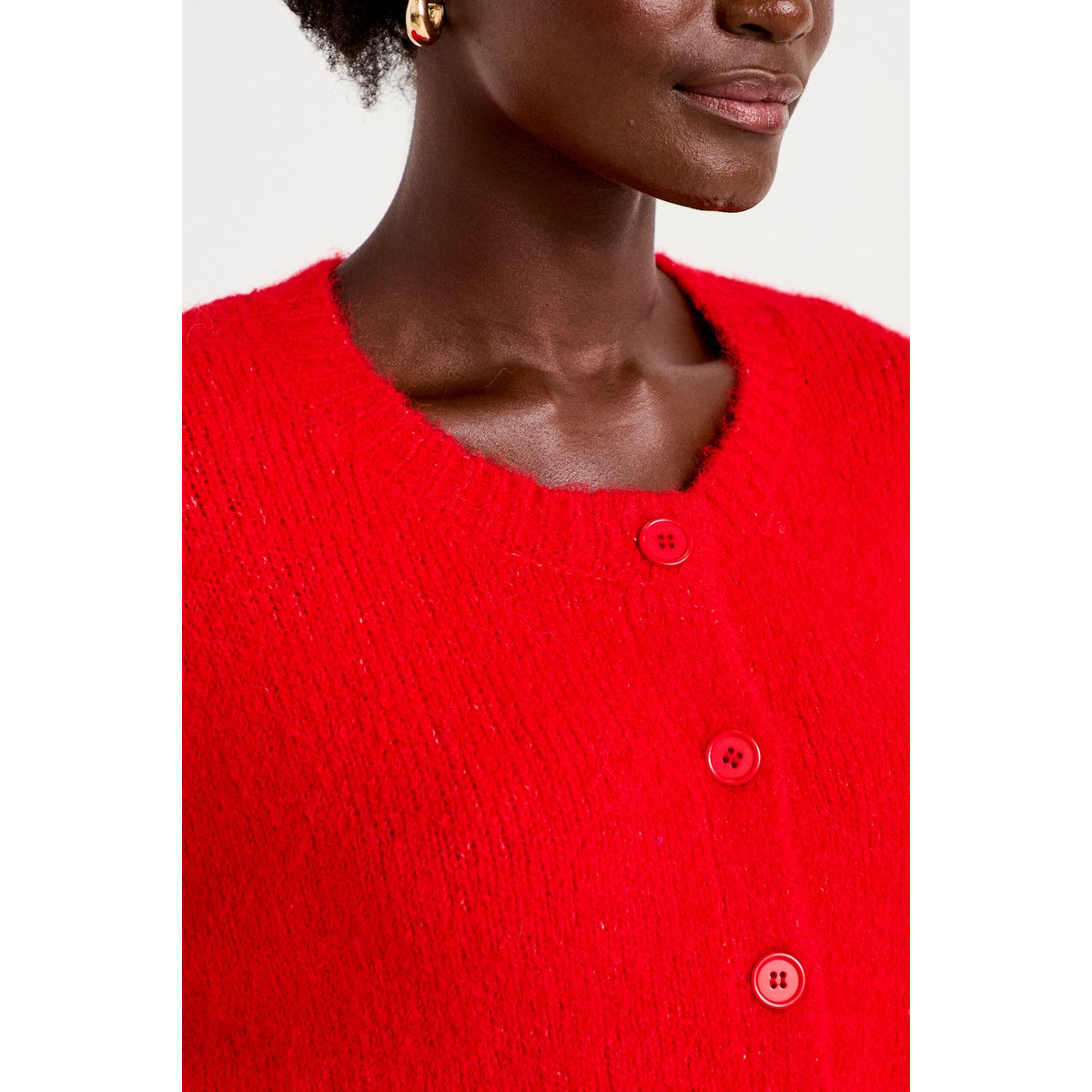 Gilet ample col rond manches longues rouge, CACHE CACHE