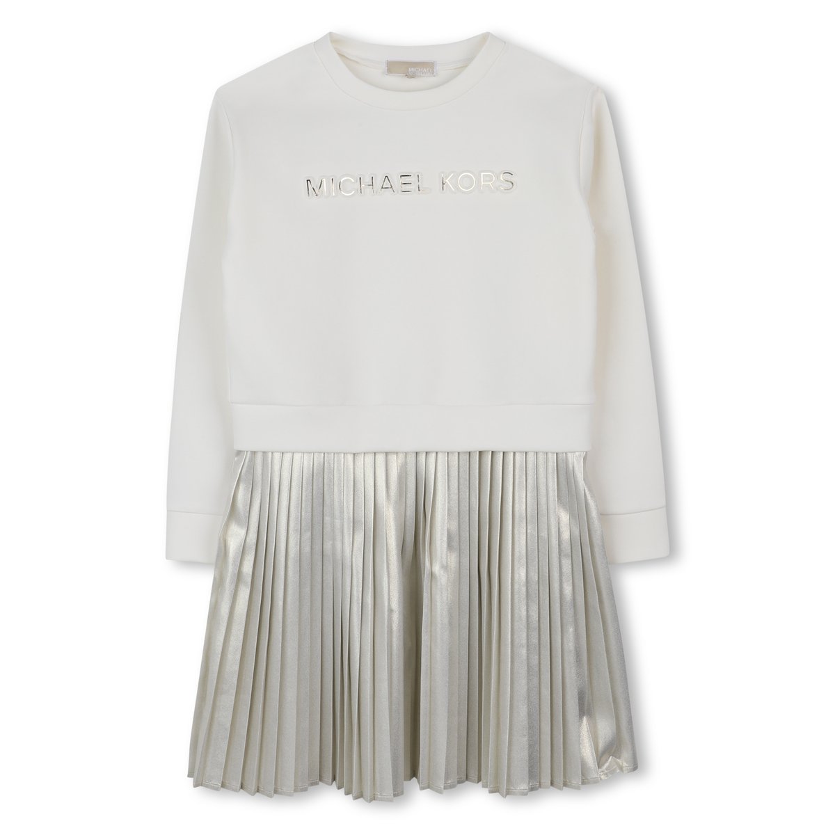 Robe manches longues bi-matières ecru dore, MICHAEL KORS