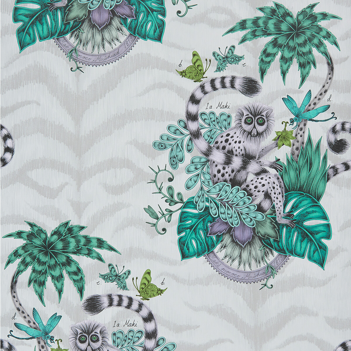 Lemur Wallpaper blue, EMMA J SHIPLEY