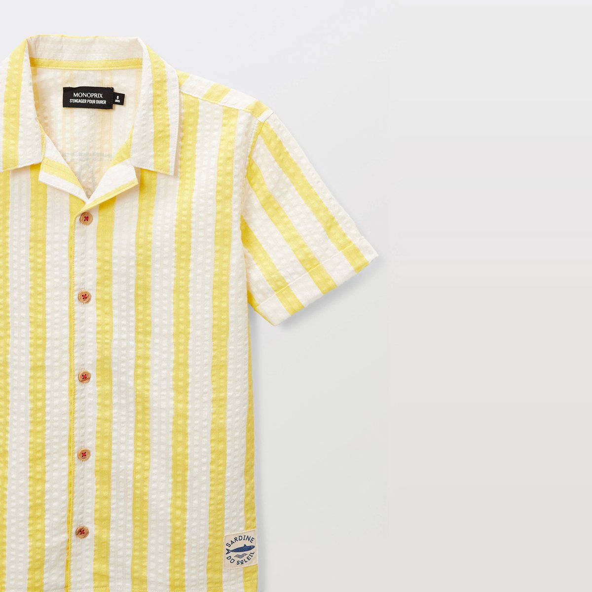 Chemise manches courtes imprimée en seersucker en coton tweety, MONOPRIX