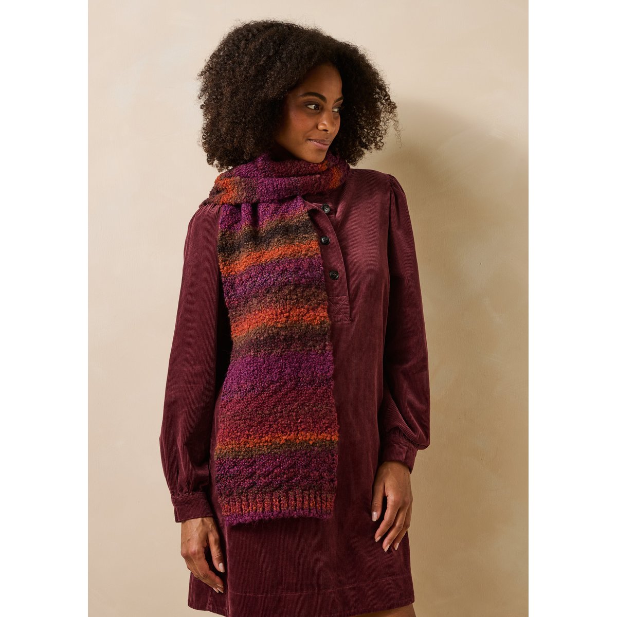 Écharpe tricotée multicolore bordeaux, LA FEE MARABOUTEE