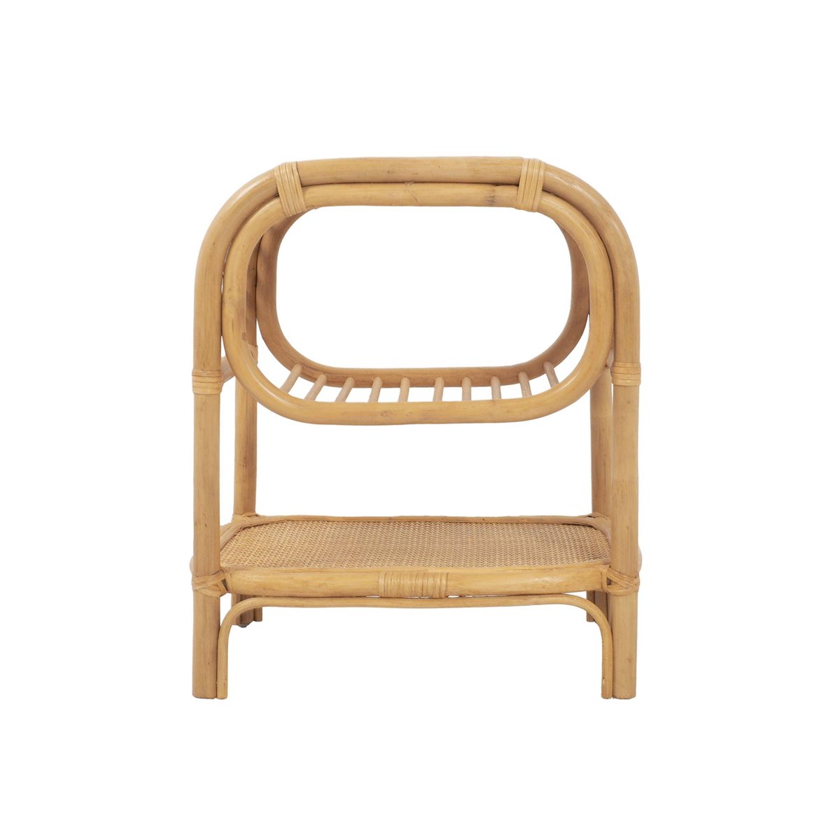 Table de chevet rotin naturel courbé 1 étagère 1 niche (lot de 2) SERANG naturel, SWEEEK